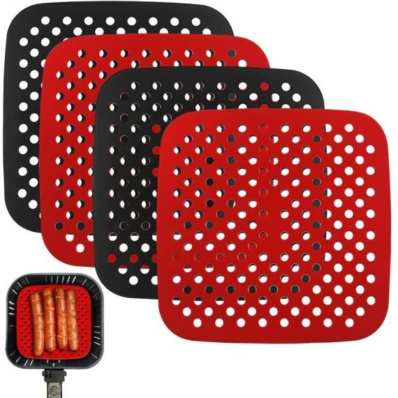4 Pack 8.5" Air Fryer Silicone Baking Mat (Red + Black) YBD017758HHY 9349843221380