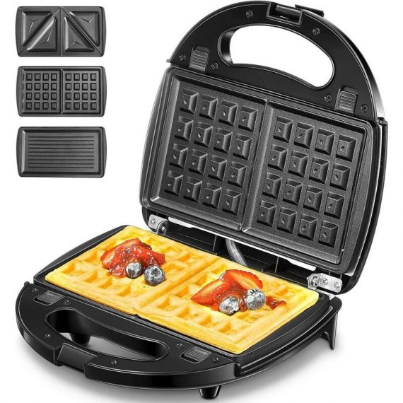 Gizcam - Deep Fill 3-in-1 Sandwich Toaster, Waffle Maker, Panini Maker, Toastie Maker with Detachable Non-Stick Plates, LED Indicator Lights, Cool 735940015530 735940015530