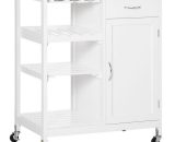 Kitchen Trolley Utility Cart w/ Wheel Wine Rack Open Shelf and Cabinet - Homcom 5056534593094 5056534593094