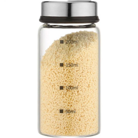 Asupermall - 200mL Glass Seasoning Jar With Scale 4 Outlets Spice jars Kitchen Chili Pepper Powder Sprinkling Jar Barbecue Salt Shaker H41194-200 772672593837